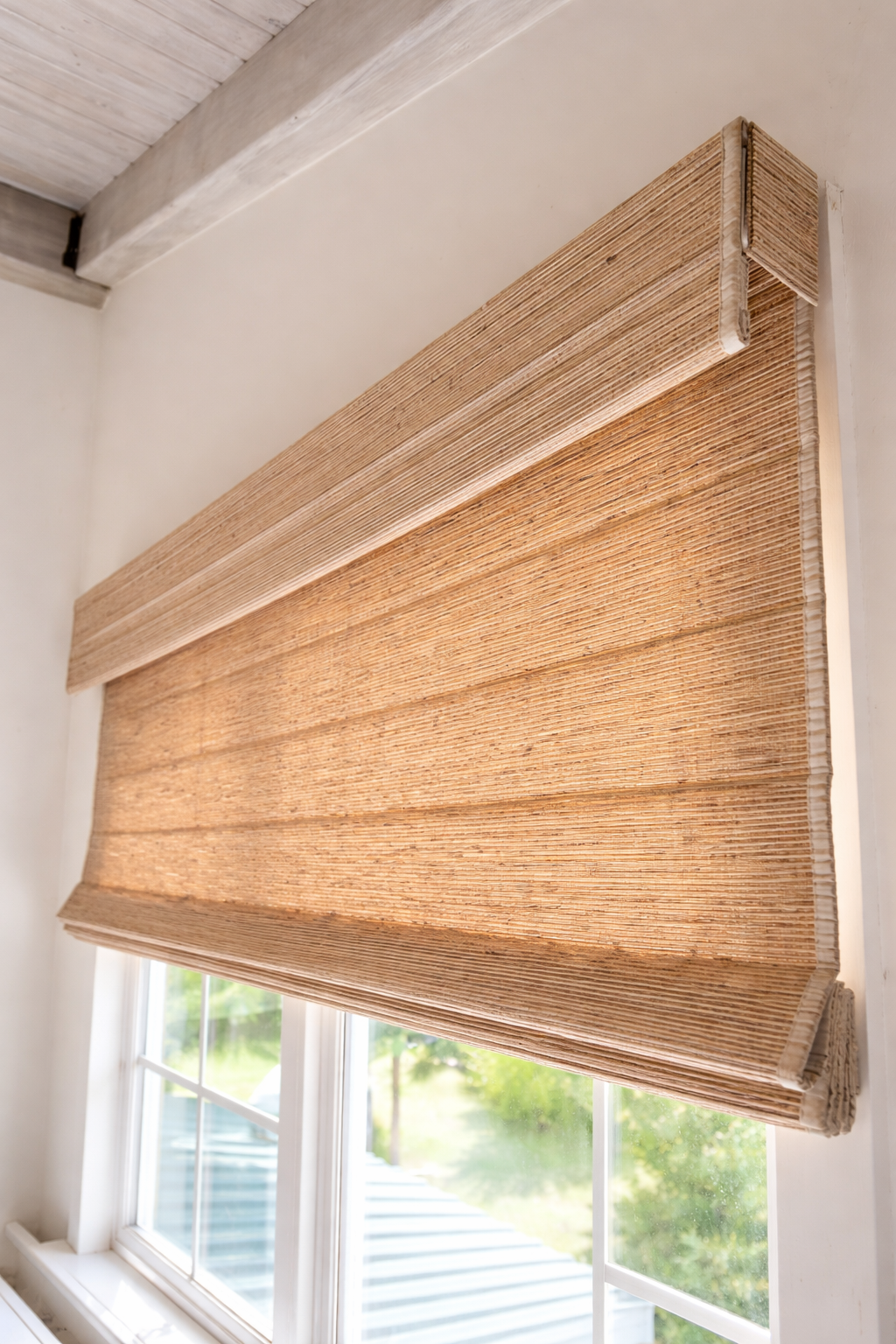 Woven wood shade installed by Proview Blinds